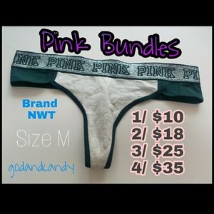 Victoria's Secret PINK Logo Curved Hem Thong NWT